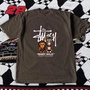 Gildan Men Brown T-Shirt, Stussy Brown Baby Milo Tee